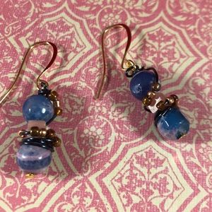 Peruvian opal + jade swirl pink and blue earrings